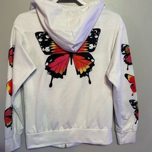 White Butterfly Zip-Up Jacket